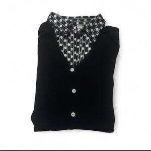 Alfred Dunner Black and White Polka Dot Sweater